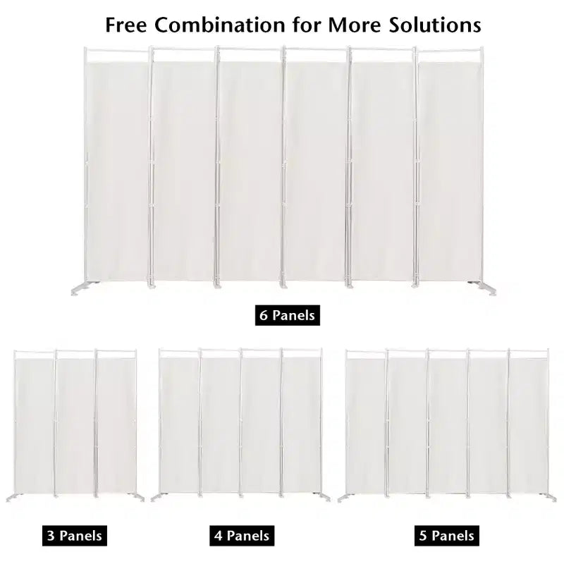 Paravent pliant 6 panneaux – Cadre en acier, Polyester, 3 m x 1,8 m