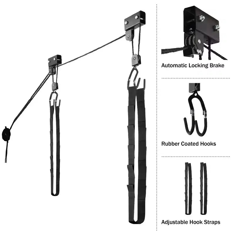 Système de poulies de levage de kayak au plafond – Capacité de 57 kg, Rangement pour garage et abri de jardin