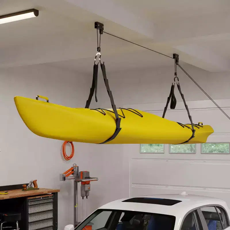 Système de poulies de levage de kayak au plafond – Capacité de 57 kg, Rangement pour garage et abri de jardin