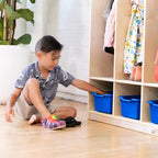 Casier pour enfants à 5 sections avec 10 bacs de rangement – Bois de bouleau, salle de classe et chambre à coucher
