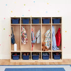 Casier pour enfants à 5 sections avec 10 bacs de rangement – Bois de bouleau, salle de classe et chambre à coucher