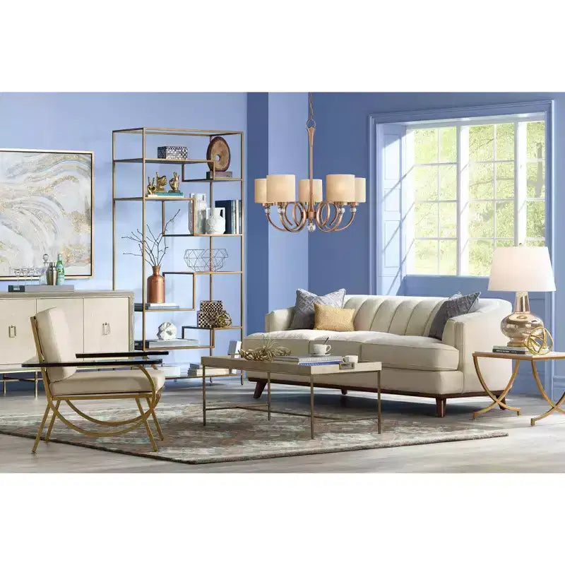 Table d'appoint ronde Glam – Base en feuille d'or et plateau miroir, 49,5 cm (L) x 65,4 cm (H)