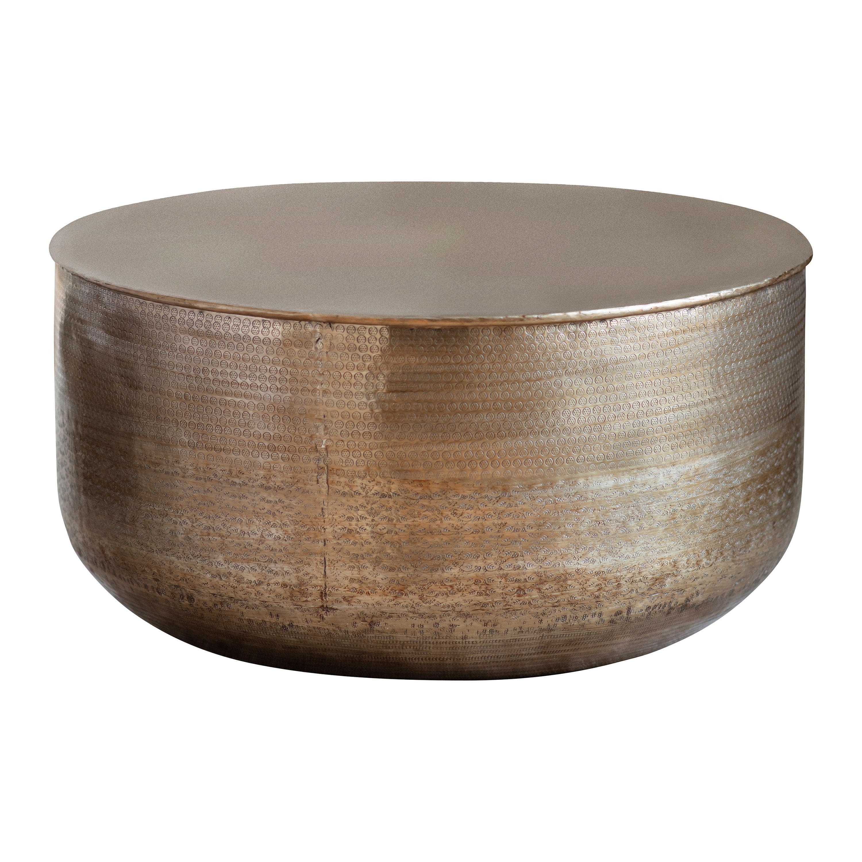 Table basse - Métal gaufré en laiton
