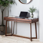 Bureau en bois de manguier avec tiroirs à ajours sculptés