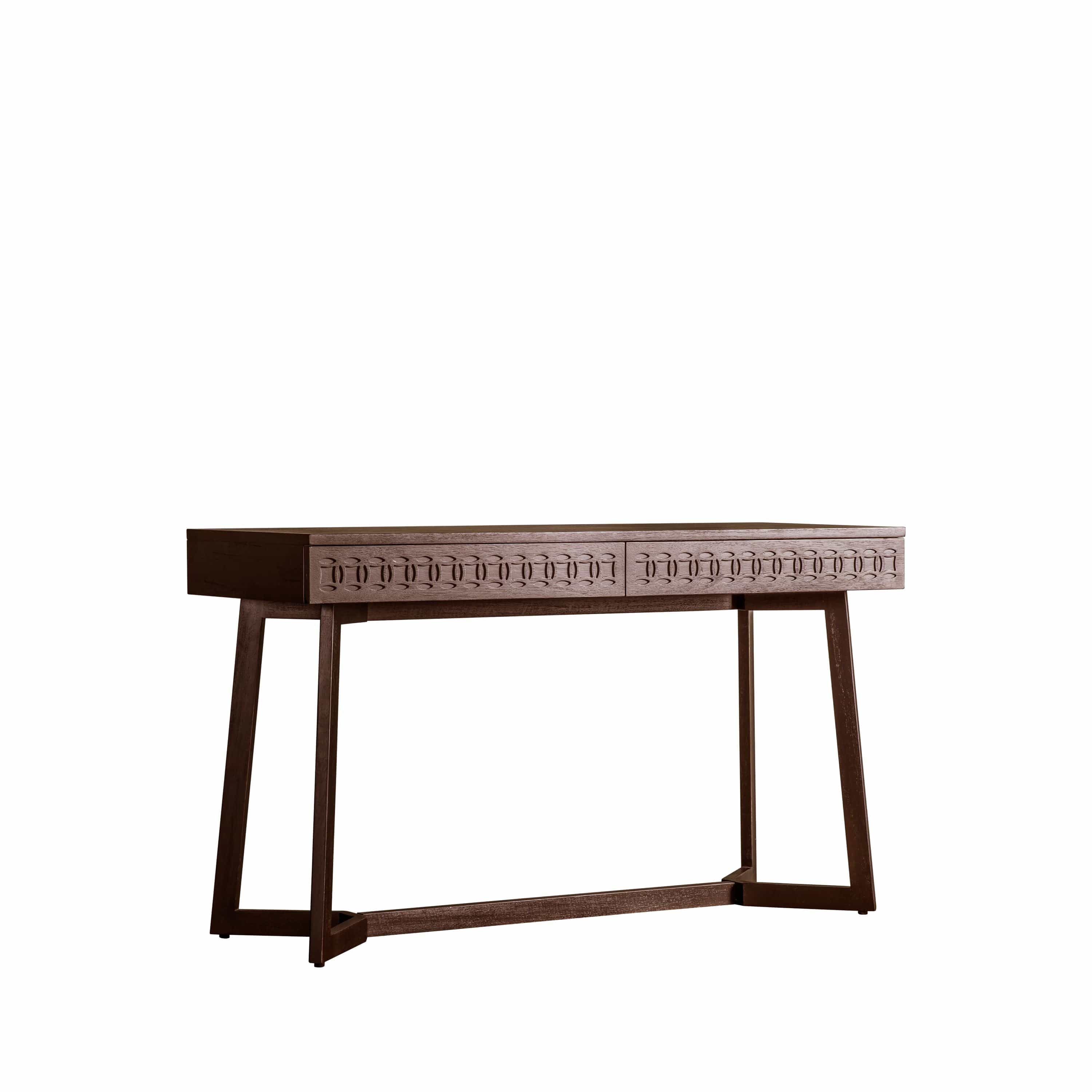 Bureau en bois de manguier avec tiroirs à ajours sculptés