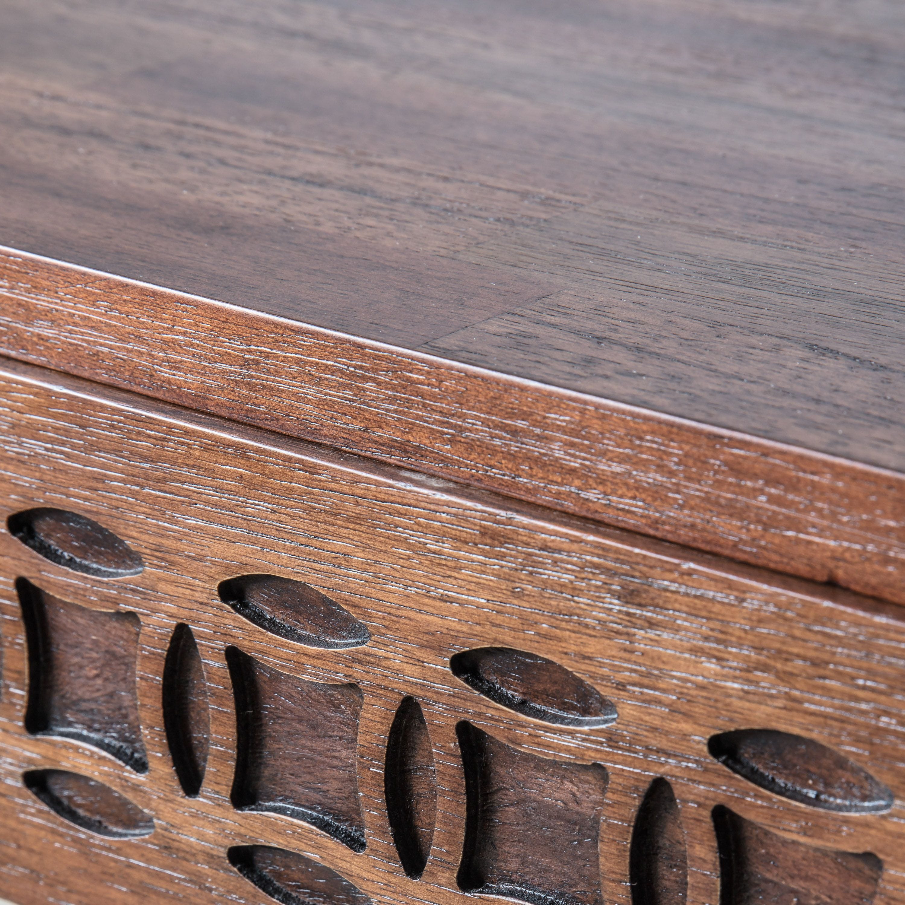 Bureau en bois de manguier avec tiroirs à ajours sculptés