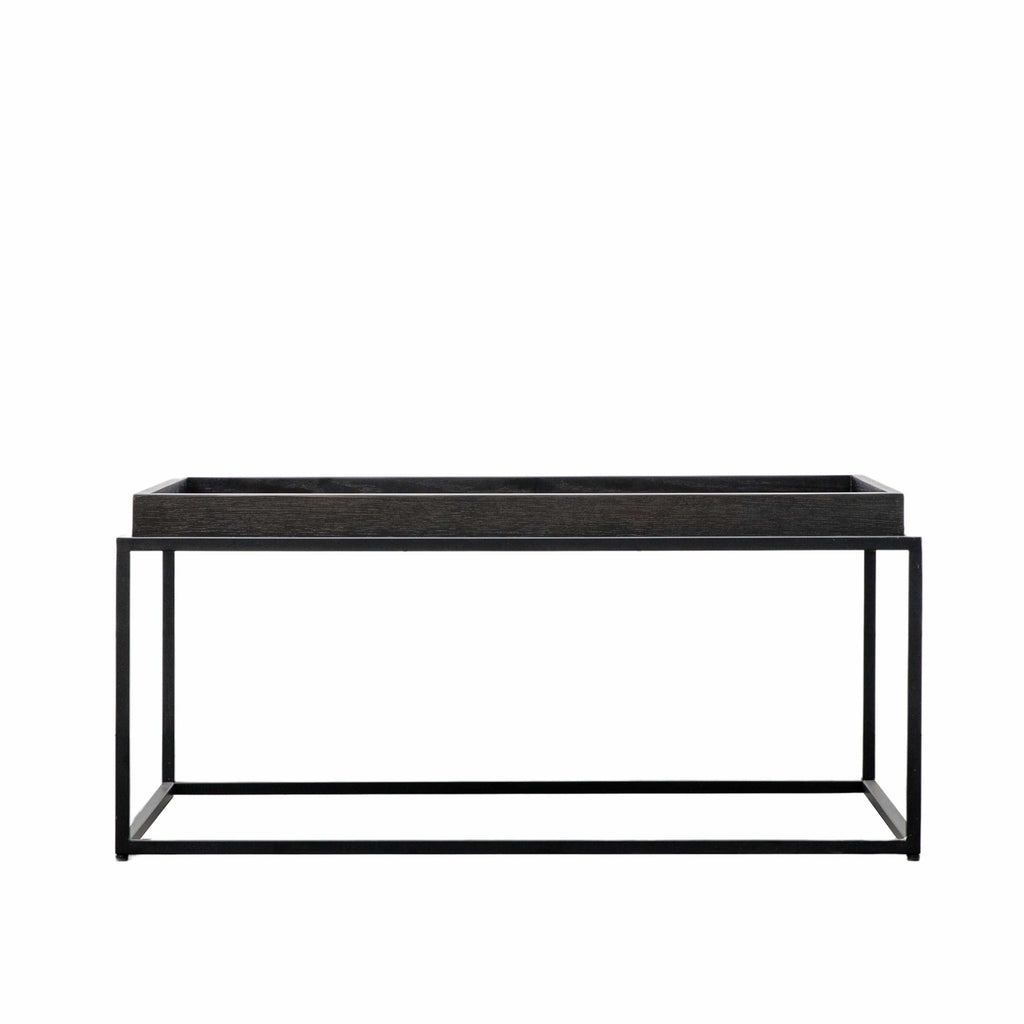 Table basse noire Mid-Century en chêne massif