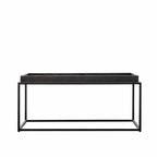 Table basse noire Mid-Century en chêne massif