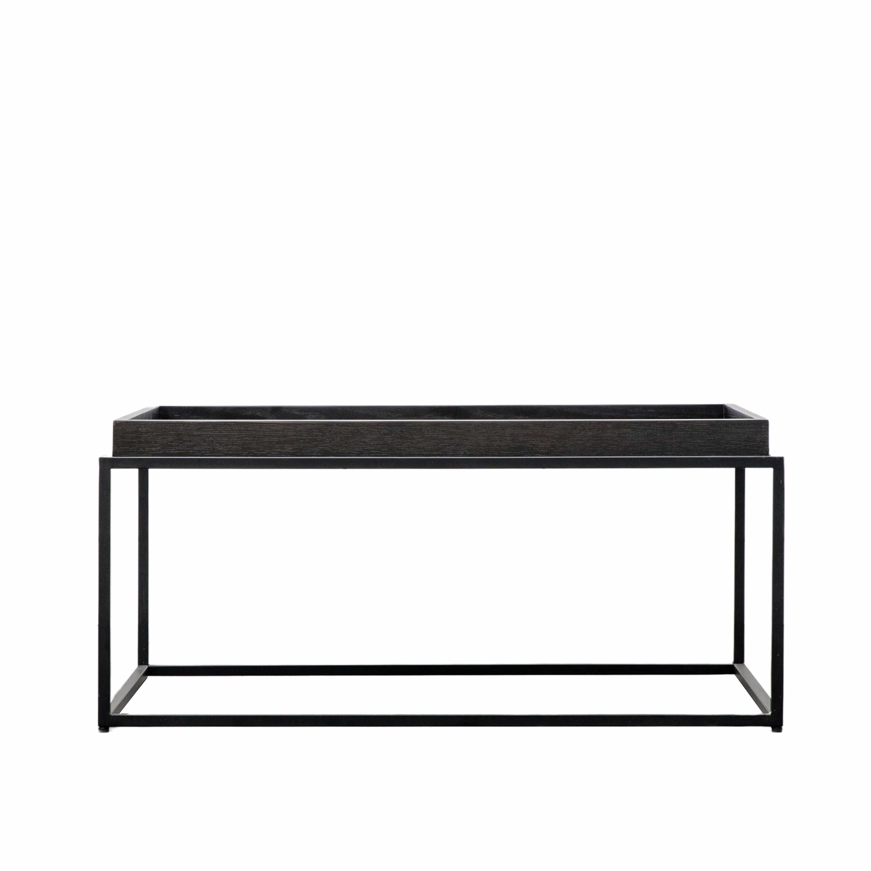 Table basse noire Mid-Century en chêne massif