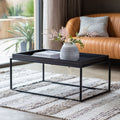 Table basse noire Mid-Century en chêne massif