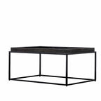 Table basse noire Mid-Century en chêne massif
