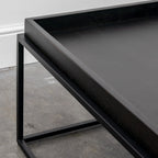 Table basse noire Mid-Century en chêne massif