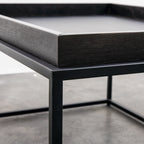 Table basse noire Mid-Century en chêne massif
