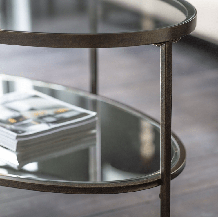 Table basse en bronze et verre