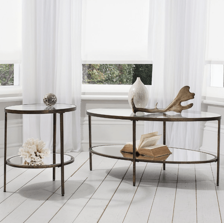 Table basse en bronze et verre
