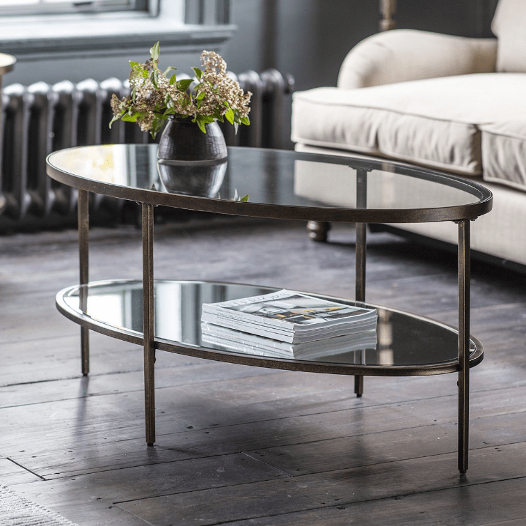 Table basse en bronze et verre
