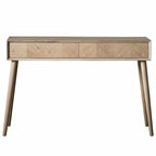 Console 2 tiroirs en chêne avec incrustation à chevrons