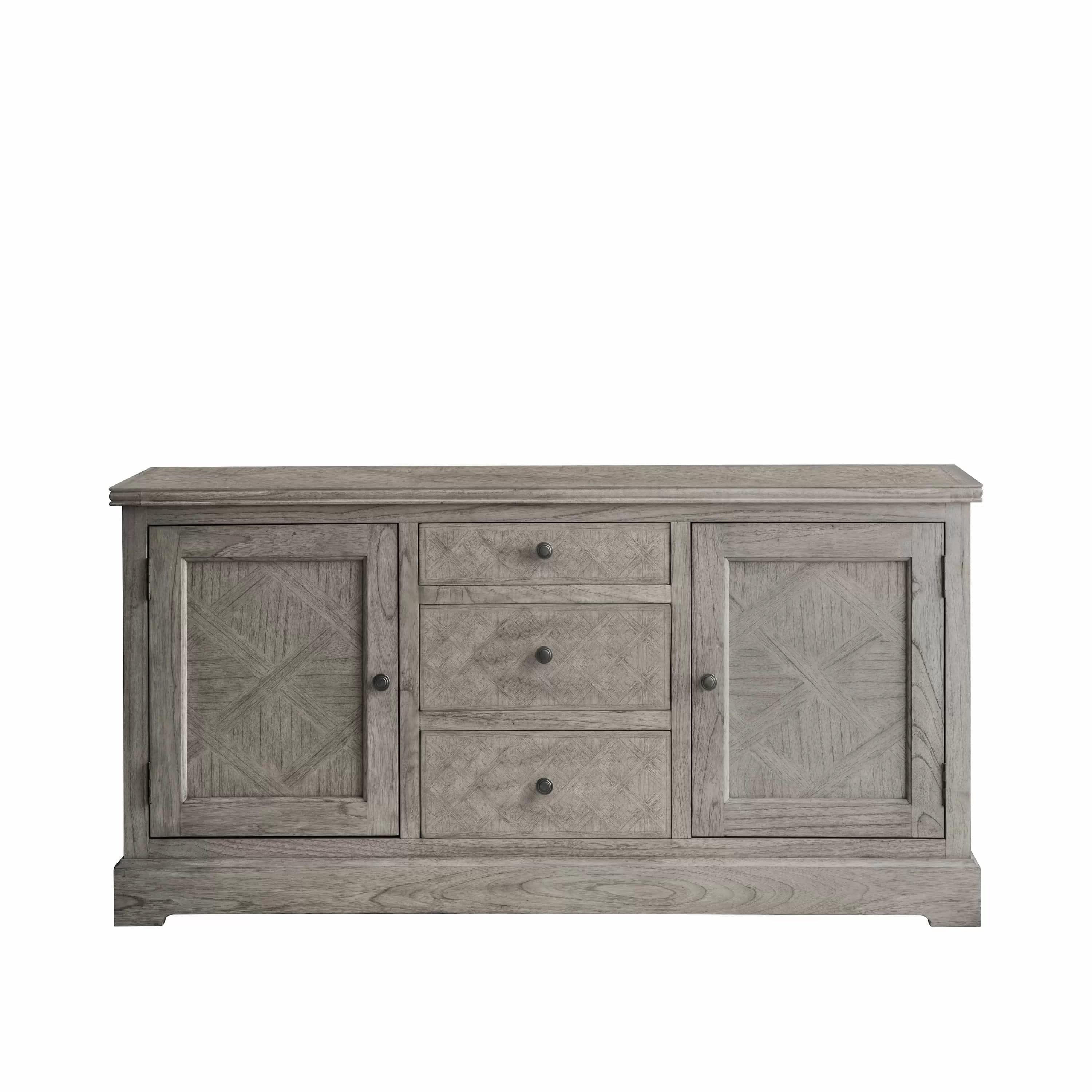 Buffet 2 portes, 3 tiroirs, incrustation de marqueterie et pieds fuseaux