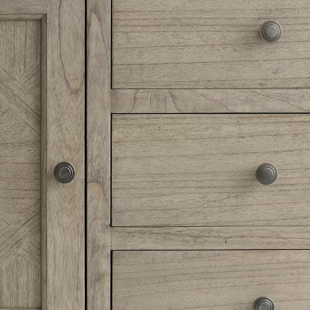 Buffet 2 portes, 3 tiroirs, incrustation de marqueterie et pieds fuseaux