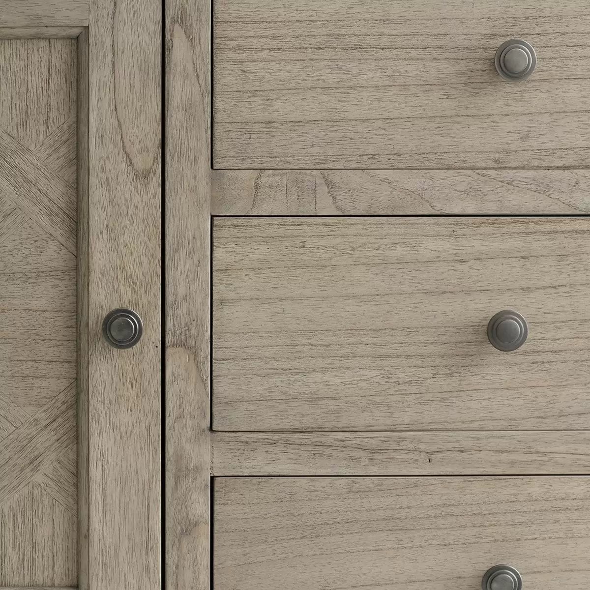 Buffet 2 portes, 3 tiroirs, incrustation de marqueterie et pieds fuseaux