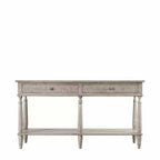 Console de chevet avec 2 tiroirs à incrustation en parquet et pieds tournés