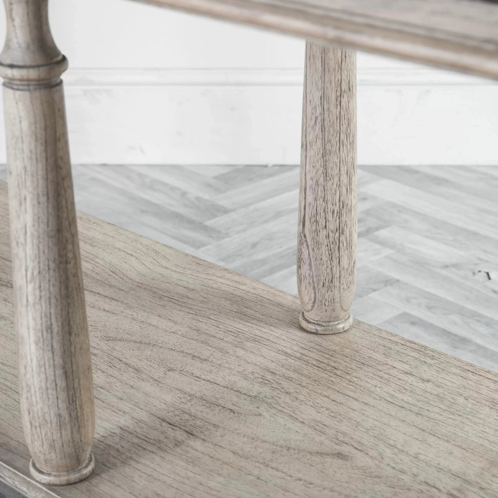 Console de chevet avec 2 tiroirs à incrustation en parquet et pieds tournés