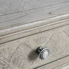 Console de chevet avec 2 tiroirs à incrustation en parquet et pieds tournés