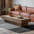 Table basse rustique en bois de manguier avec finition vieillie