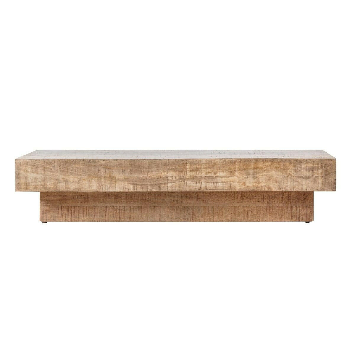 Table basse rustique en bois de manguier avec finition vieillie