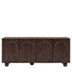 Buffet 4 portes en bois de manguier foncé avec motif en relief d'arches