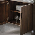 Buffet 4 portes en bois de manguier foncé avec motif en relief d'arches