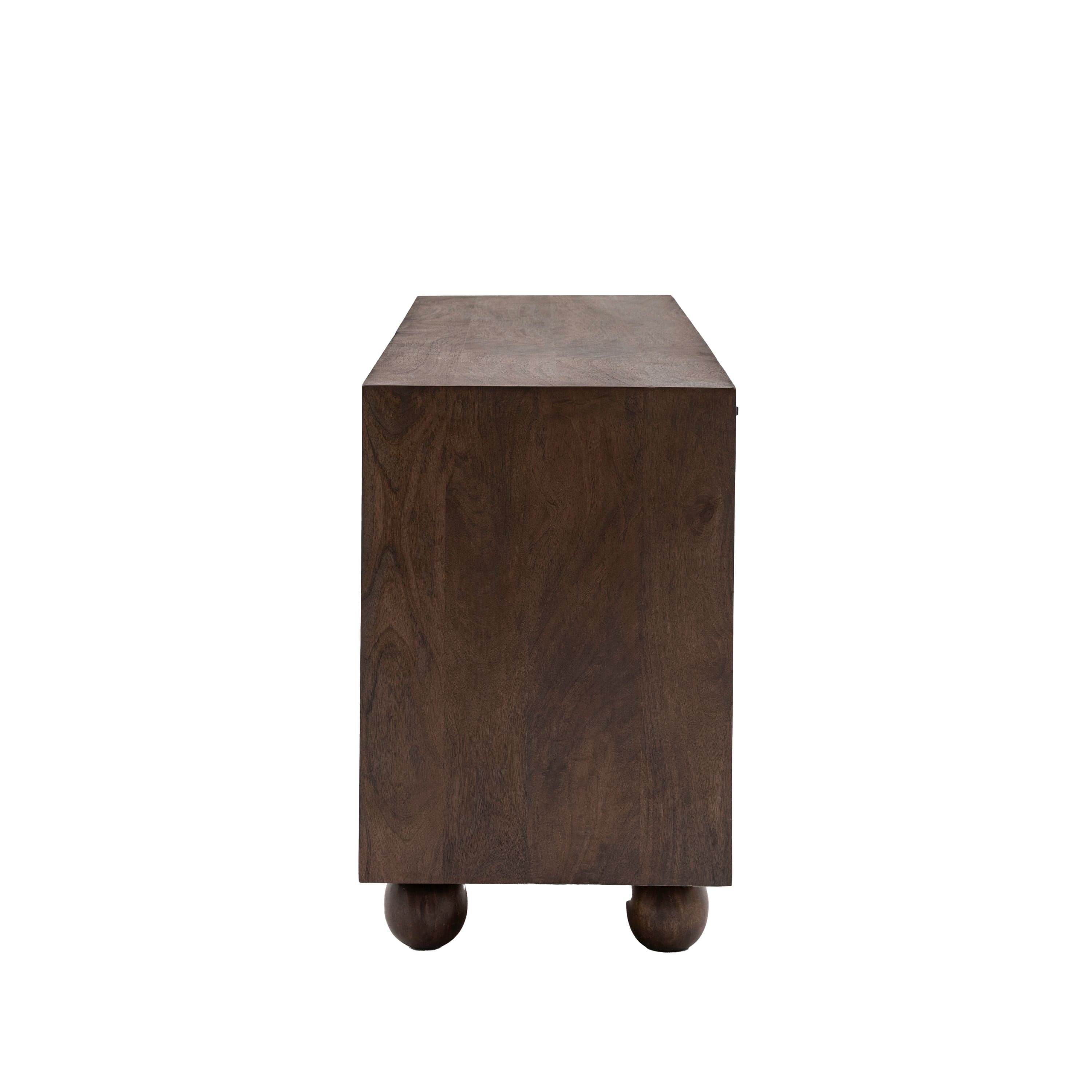 Buffet 4 portes en bois de manguier foncé avec motif en relief d'arches