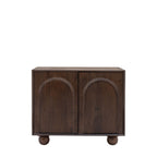 Buffet 4 portes en bois de manguier foncé avec motif en relief d'arches