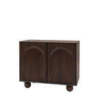 Buffet 4 portes en bois de manguier foncé avec motif en relief d'arches