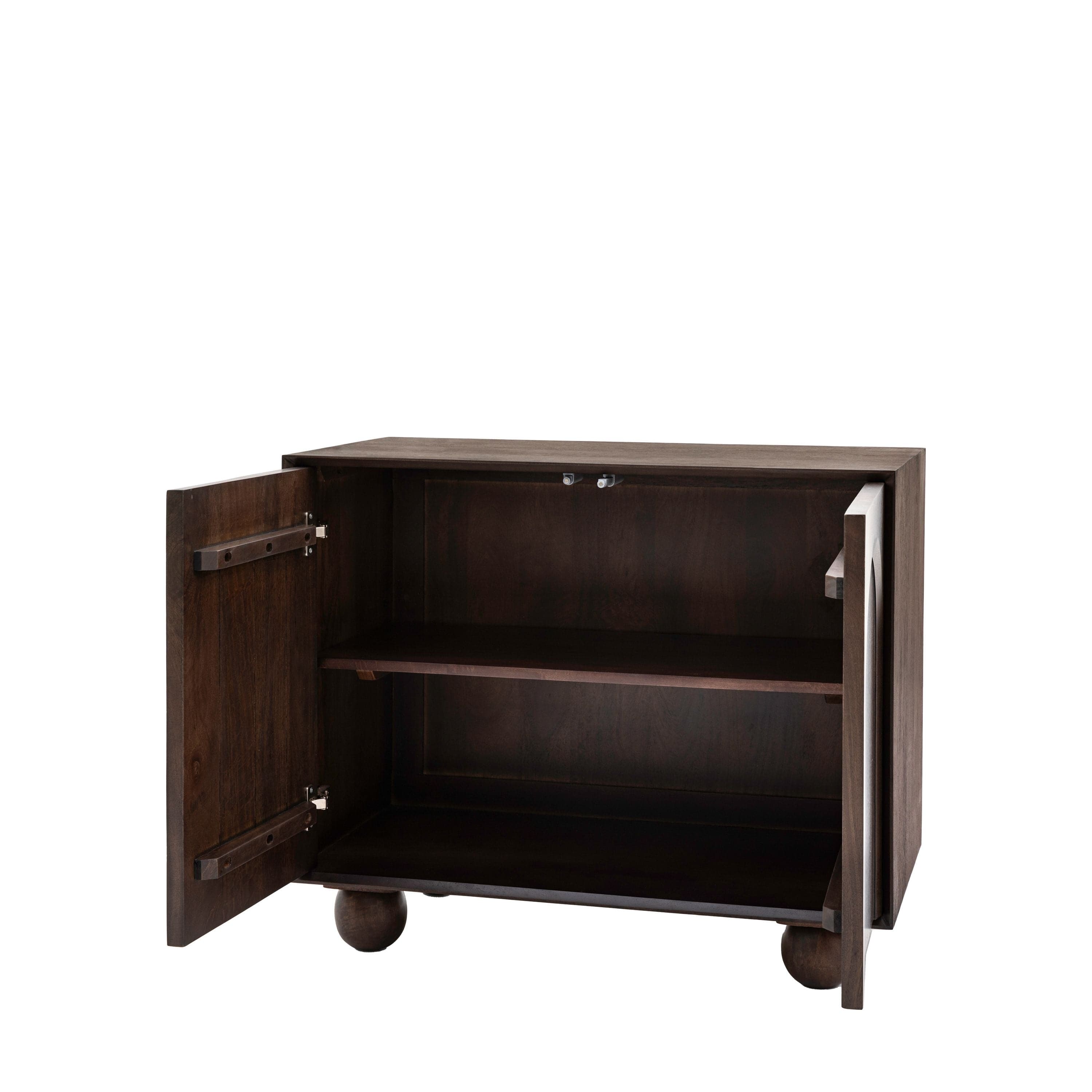 Buffet 4 portes en bois de manguier foncé avec motif en relief d'arches