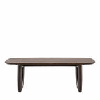 Table basse en manguier foncé d'inspiration années 70 avec pieds en forme de U
