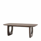 Table basse en manguier foncé d'inspiration années 70 avec pieds en forme de U