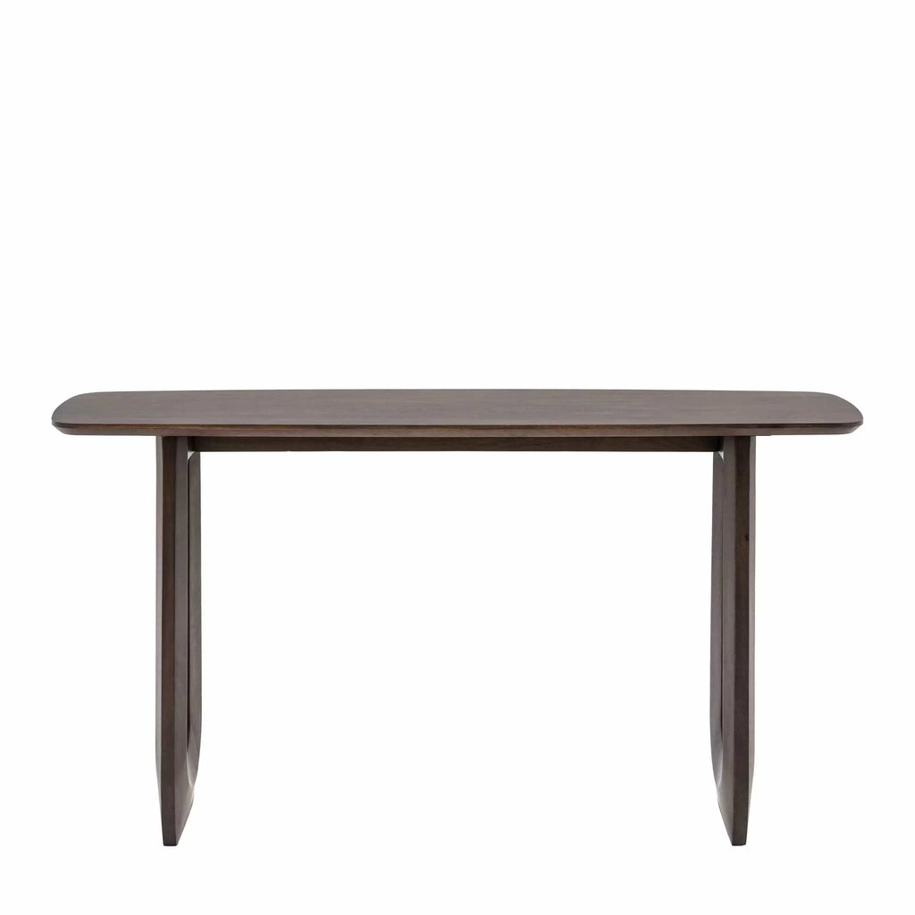 Console en bois de mangue foncé d'inspiration années 70 avec pieds en U