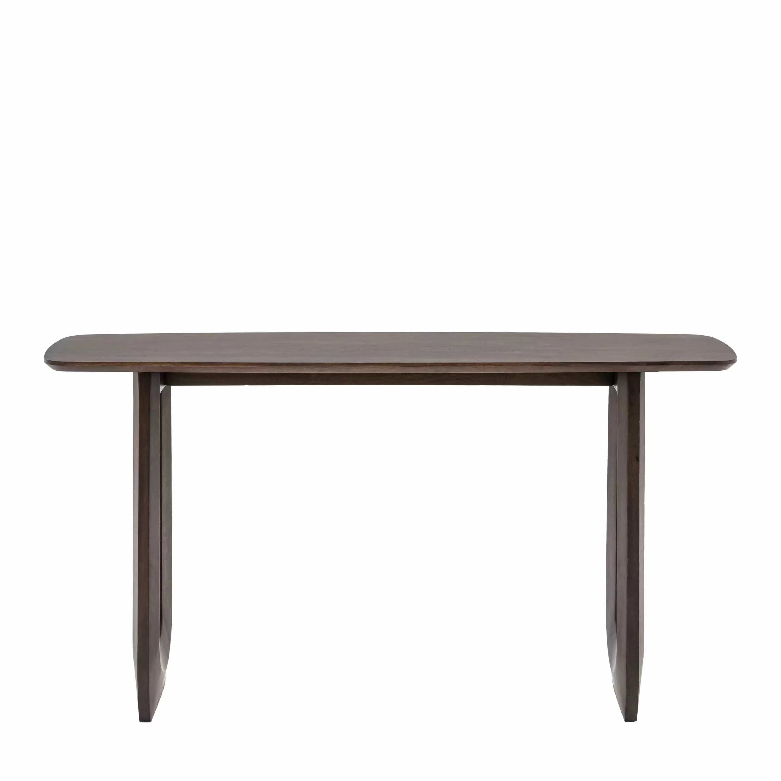 Console en bois de mangue foncé d'inspiration années 70 avec pieds en U