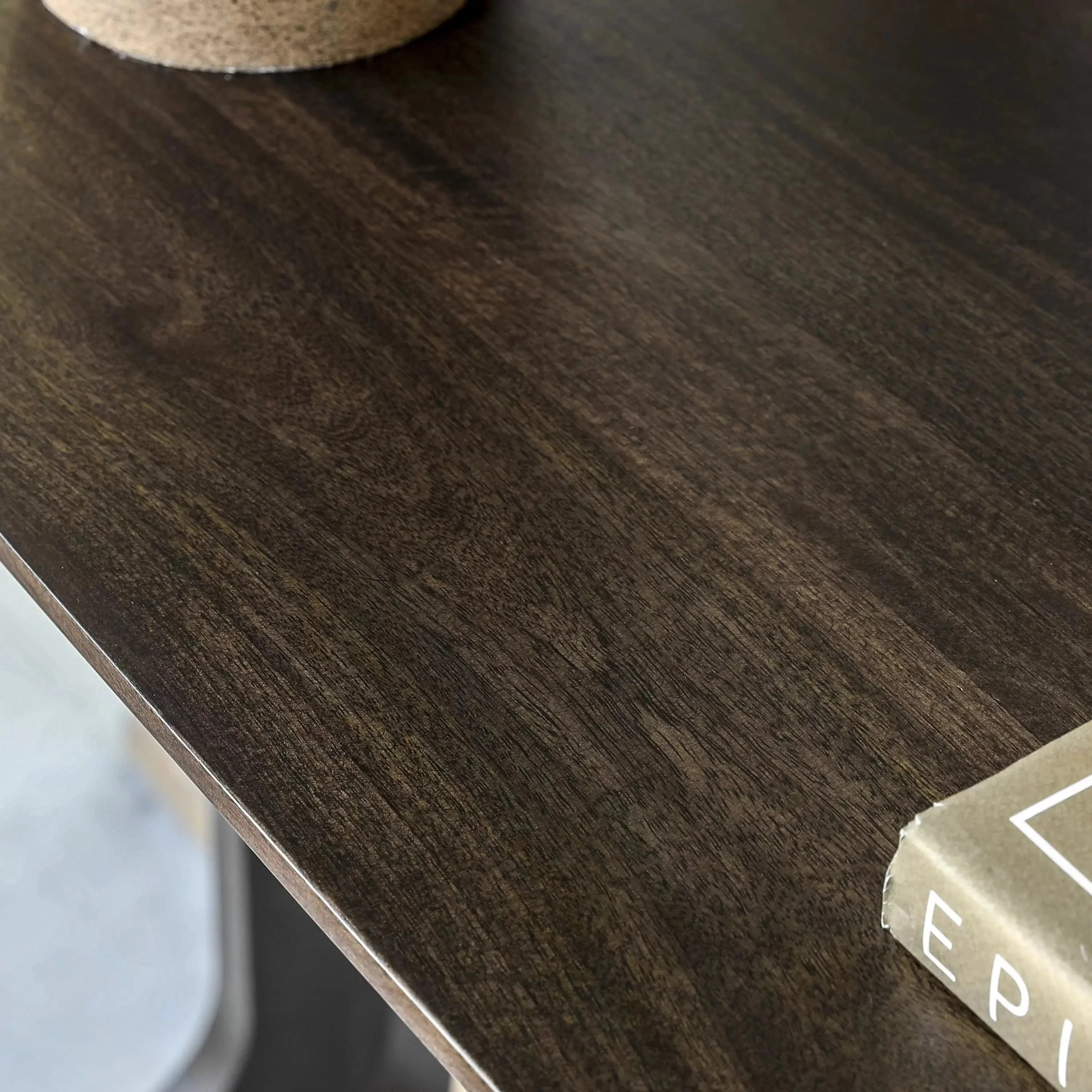 Console en bois de mangue foncé d'inspiration années 70 avec pieds en U