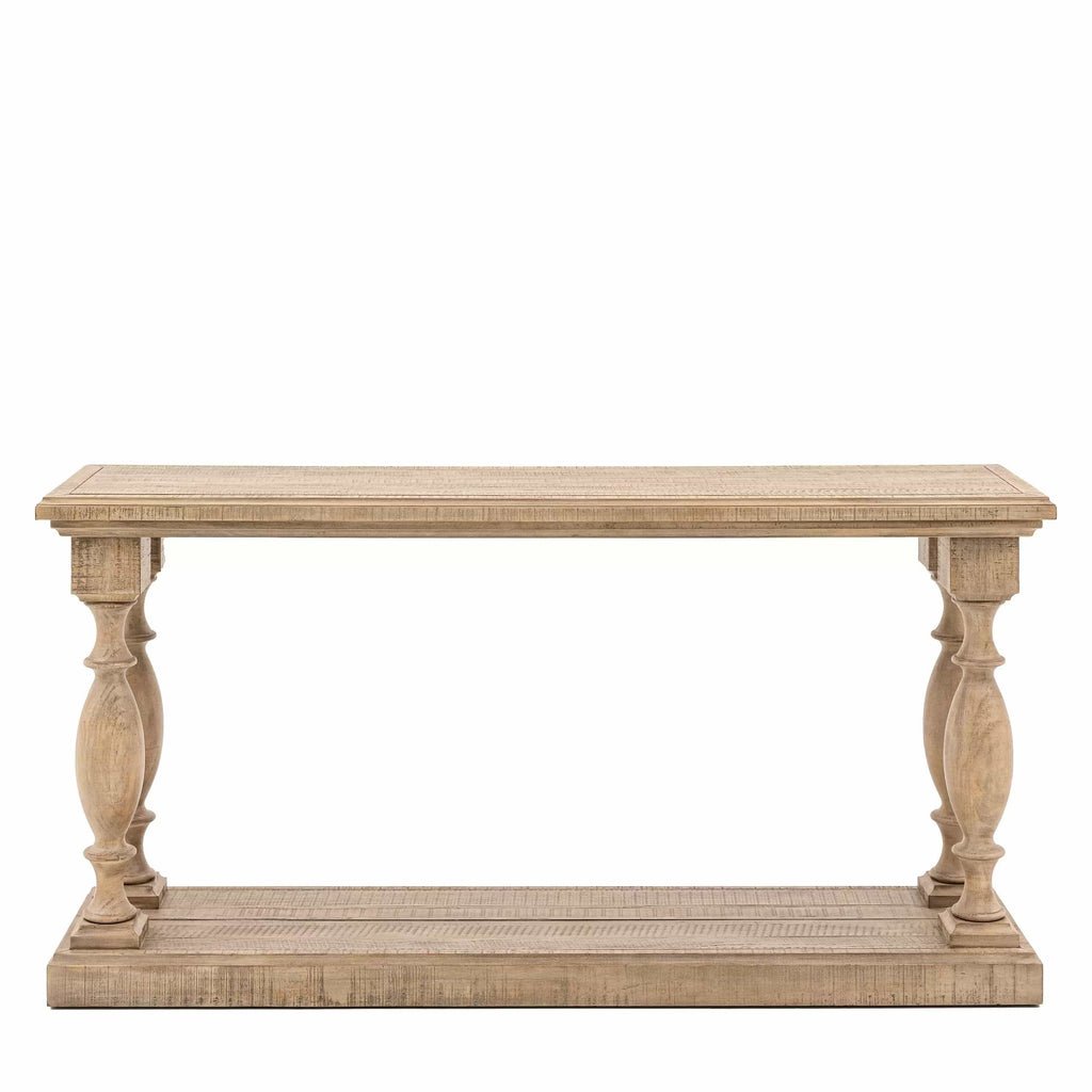 Console en pin rustique avec plateau en bois scié