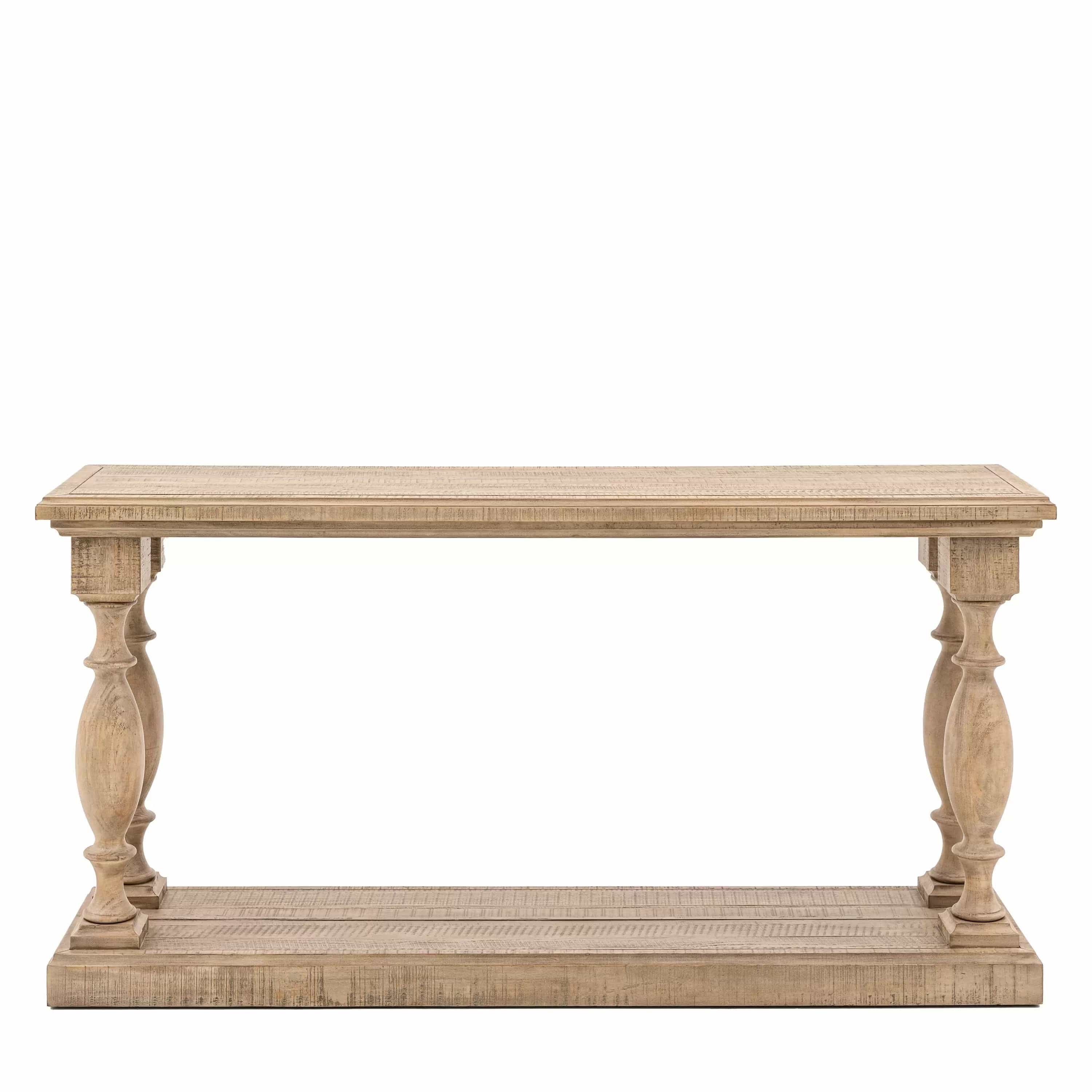 Console en pin rustique avec plateau en bois scié
