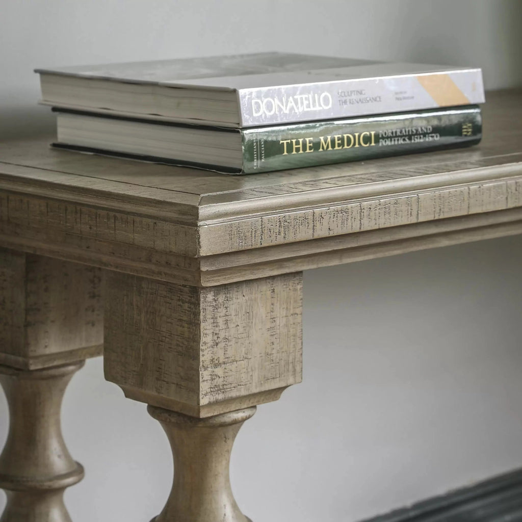 Console en pin rustique avec plateau en bois scié
