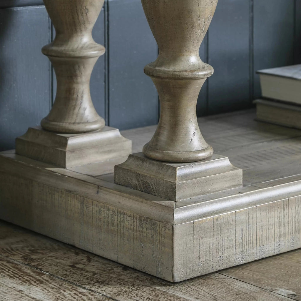 Console en pin rustique avec plateau en bois scié