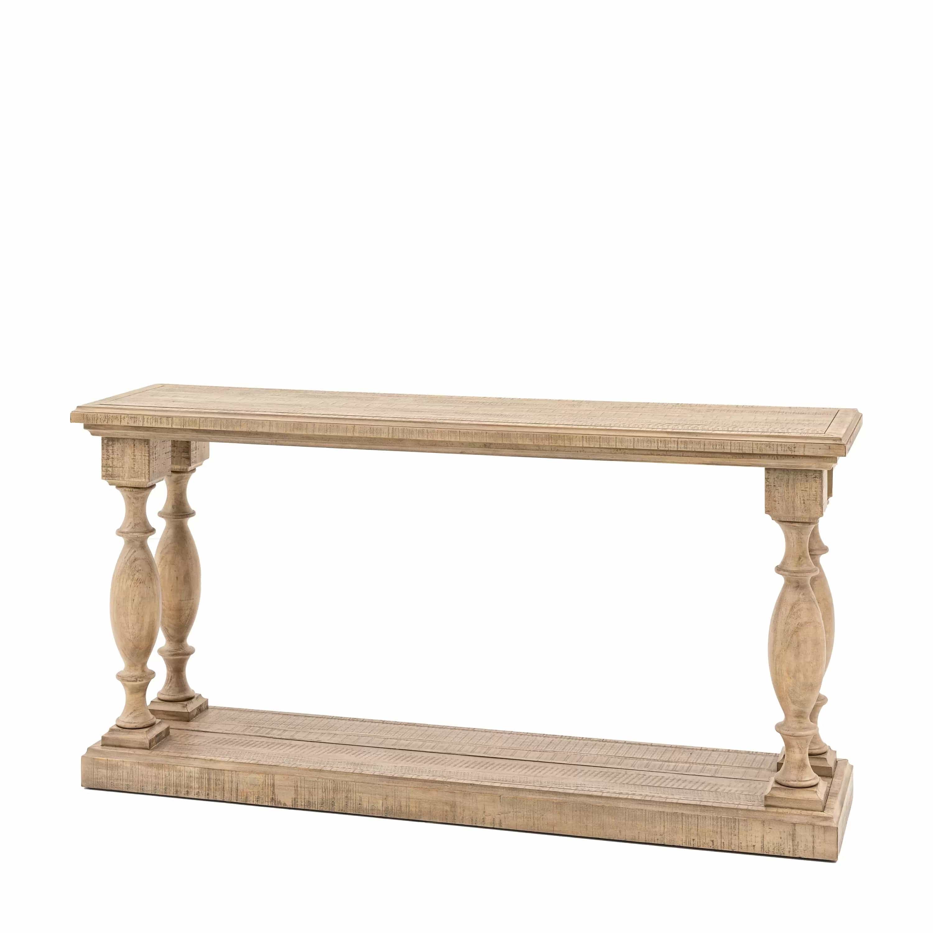 Console en pin rustique avec plateau en bois scié