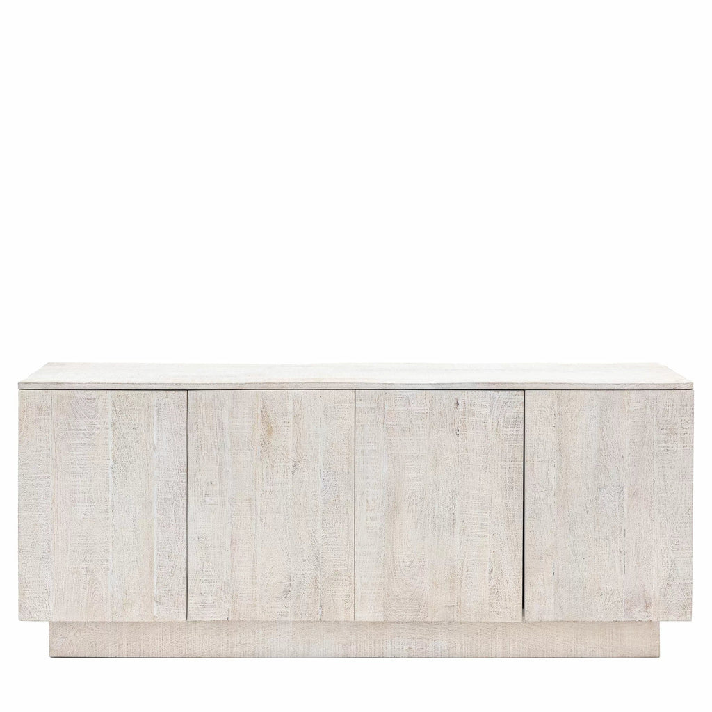 Buffet 4 portes patiné blanc
