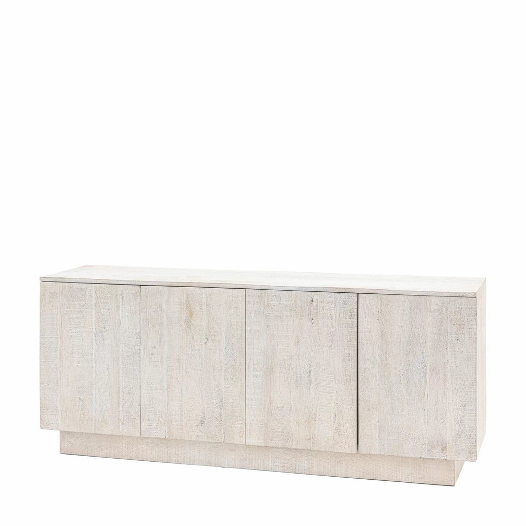 Buffet 4 portes patiné blanc