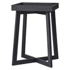 Table de chevet en bois de manguier avec motif incrusté et ajouré