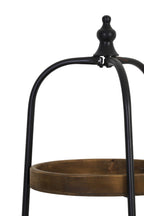 Présentoir rond à 4 niveaux en bois et métal noir