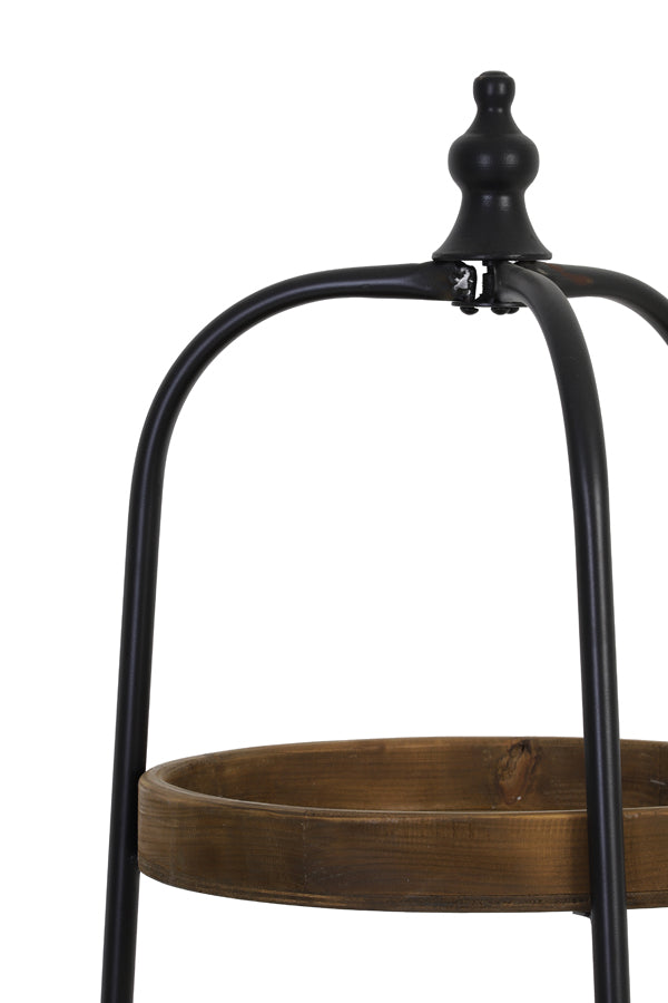 Présentoir rond à 4 niveaux en bois et métal noir